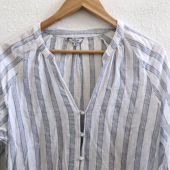 RAILS Marti Cayman Stripe V-Neck Blouse Size Medium - Picture 6 of 12